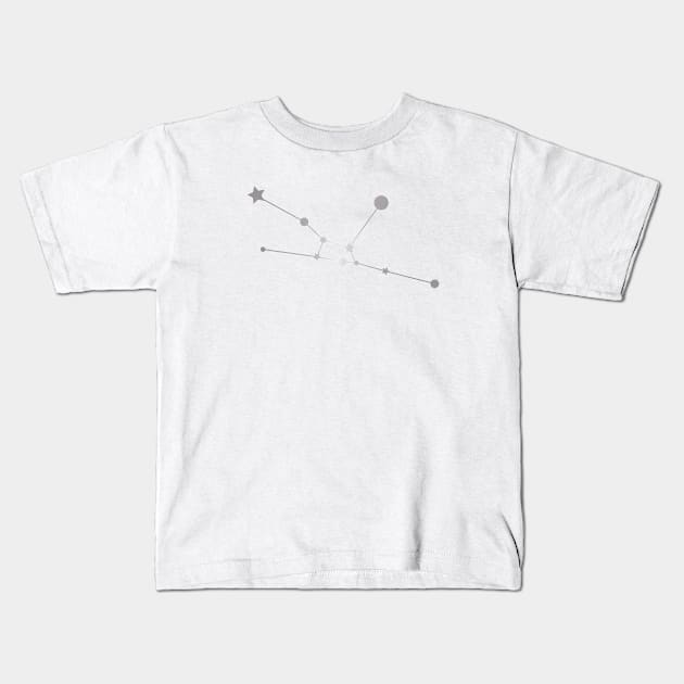 Taurus Zodiac Constellation in Silver Kids T-Shirt by Kelly Gigi